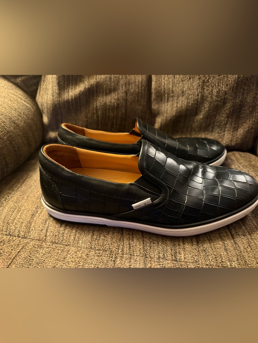 Jimmy Choo Black and White Men’s Slip-On Loafers/ 11 1/2 or 44 1/2 Italy